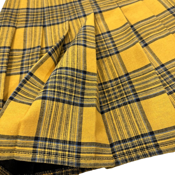 HFG Fashion Flannel Skort Yellow & Black 100% Lined, pleated, zipper waist, SM - Picture 6 of 6